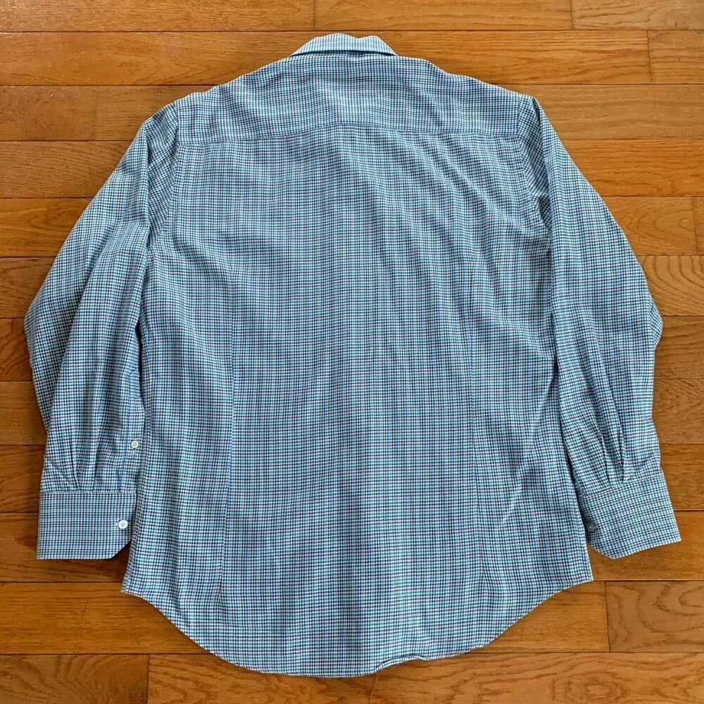 Eredi Pisano Shirt Mens 16.5 42 Houndstooth Floral Button‎ Up Italy Multicolor